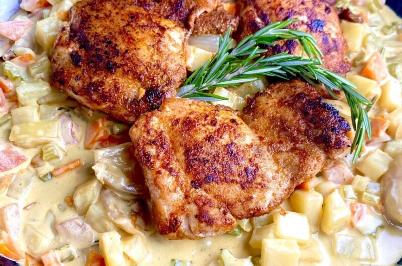 One Pan Creamy Chicken with Vegetables