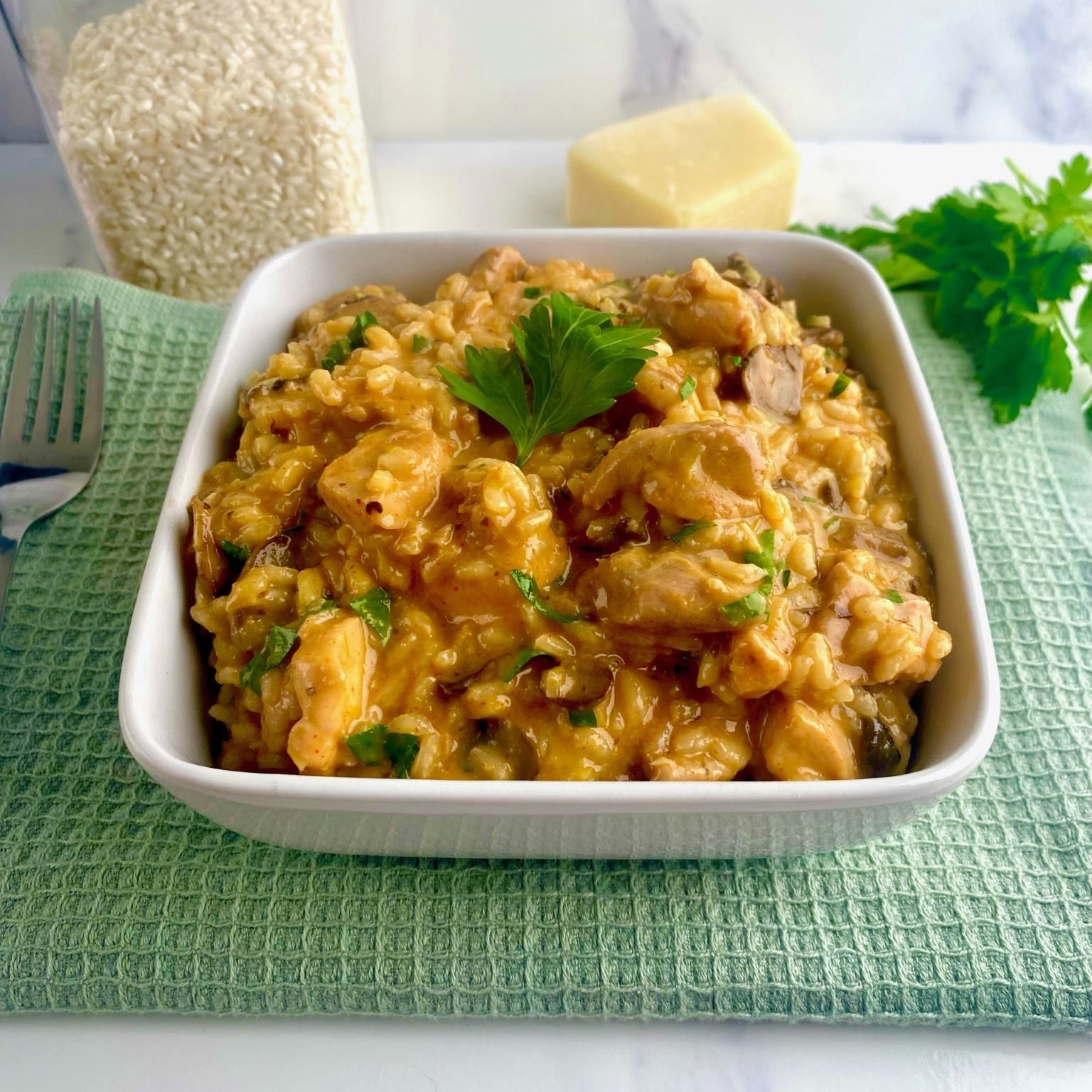 Spicy Chicken Risotto with Mushrooms